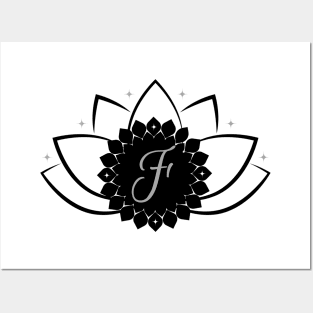 F - Lotus Flower Monogram Posters and Art